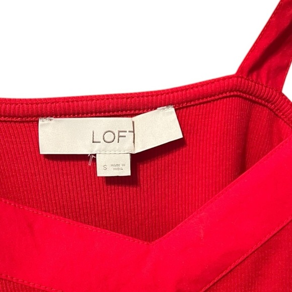LOFT Red Ribbed Ribbon Strap Tank – Size Small - Picture 3 of 5